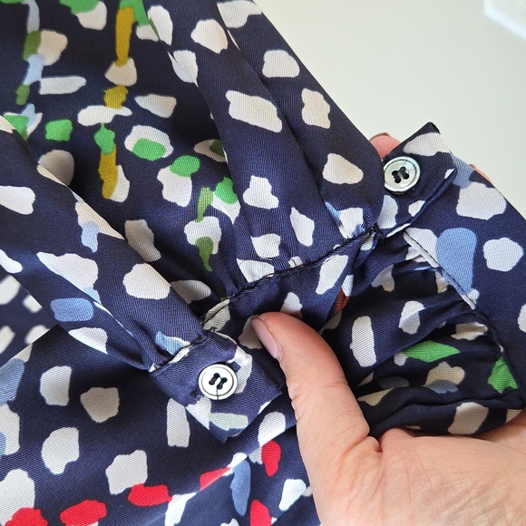 FRNCH Paris Womens Abstract Satin Button Up Henly Blouse Size X-Small - Picture 6 of 10